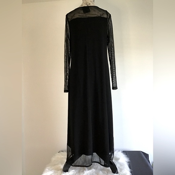Elegant Black Sheer Long Sleeve Dress - Picture 4 of 4